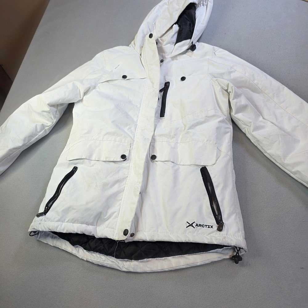 Arctix 5K Insulated Ski Jacket Womens Medium White Hooded Winter Coat Pockets